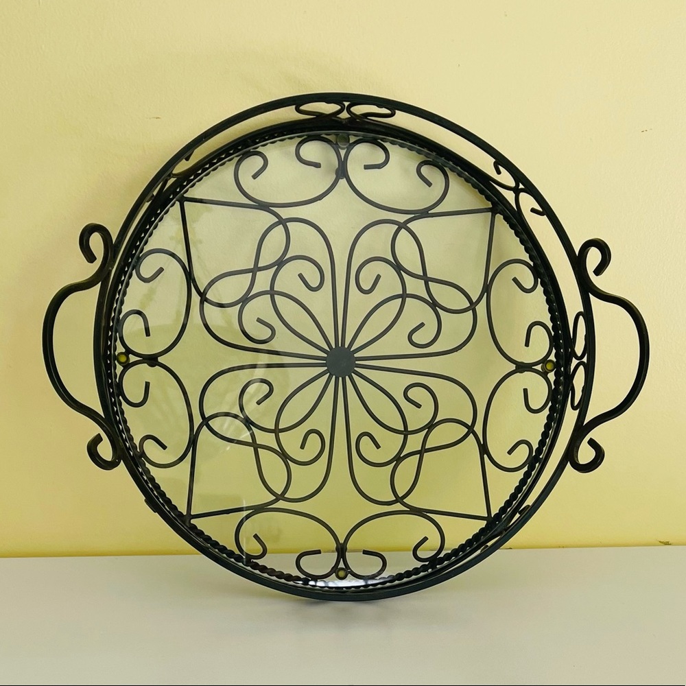 SOUTHERN LIVING AT HOME JAMESTOWN WROUGHT IRON 14” TRAY Serving Tray, Barware